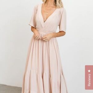 Baltic Born Pink Wrap Maxi Dress with Flutter Sleeves